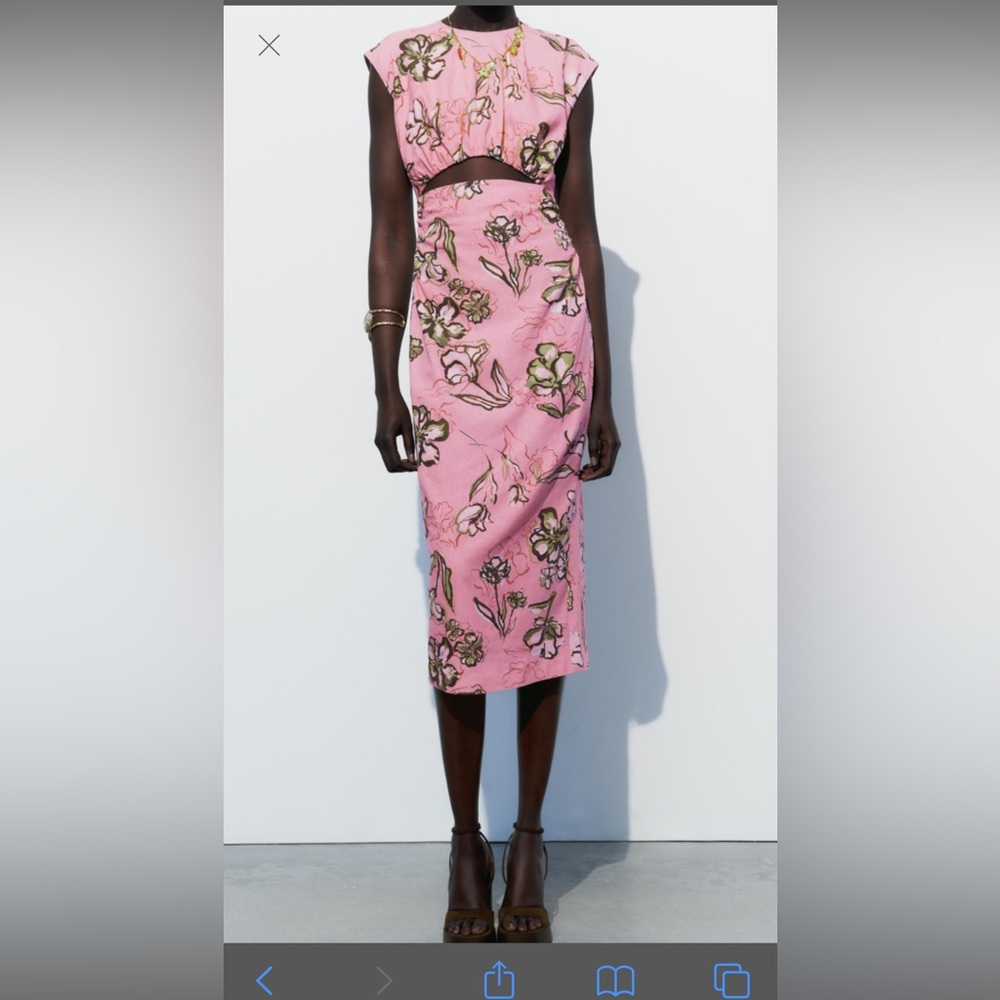 NWT Zara linen floral midi dress XS